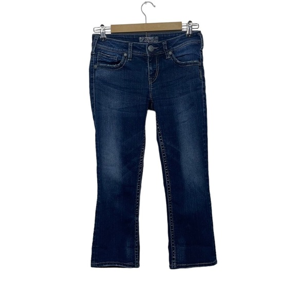 Silver Jeans Size 26 Y2K Aiko Kick Flare Cropped Jeans Western Elena Gilbert - Picture 1 of 8